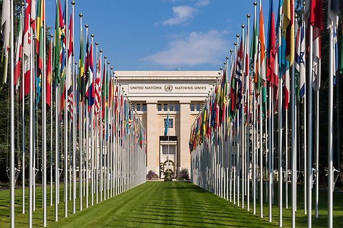 Flags outside the united nations's building