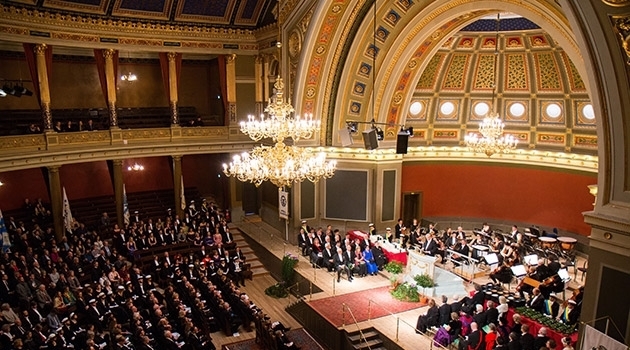The Conferment Ceremony is back in the Grand Auditorium of the University Main Building, after having been temporarily relocated to Uppsala Cathedral.