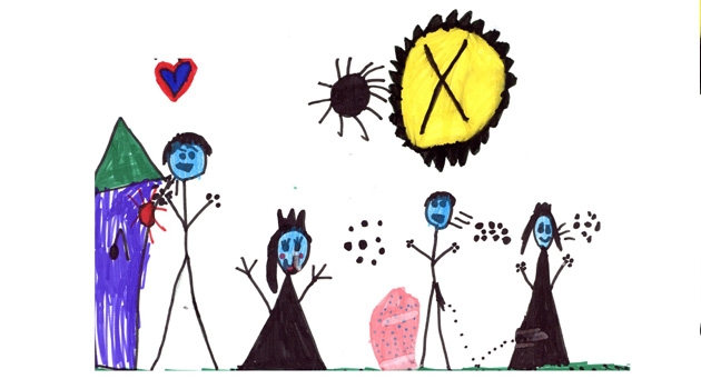 The drawing was made by a five-year-old from Uppsala, Sweden. 