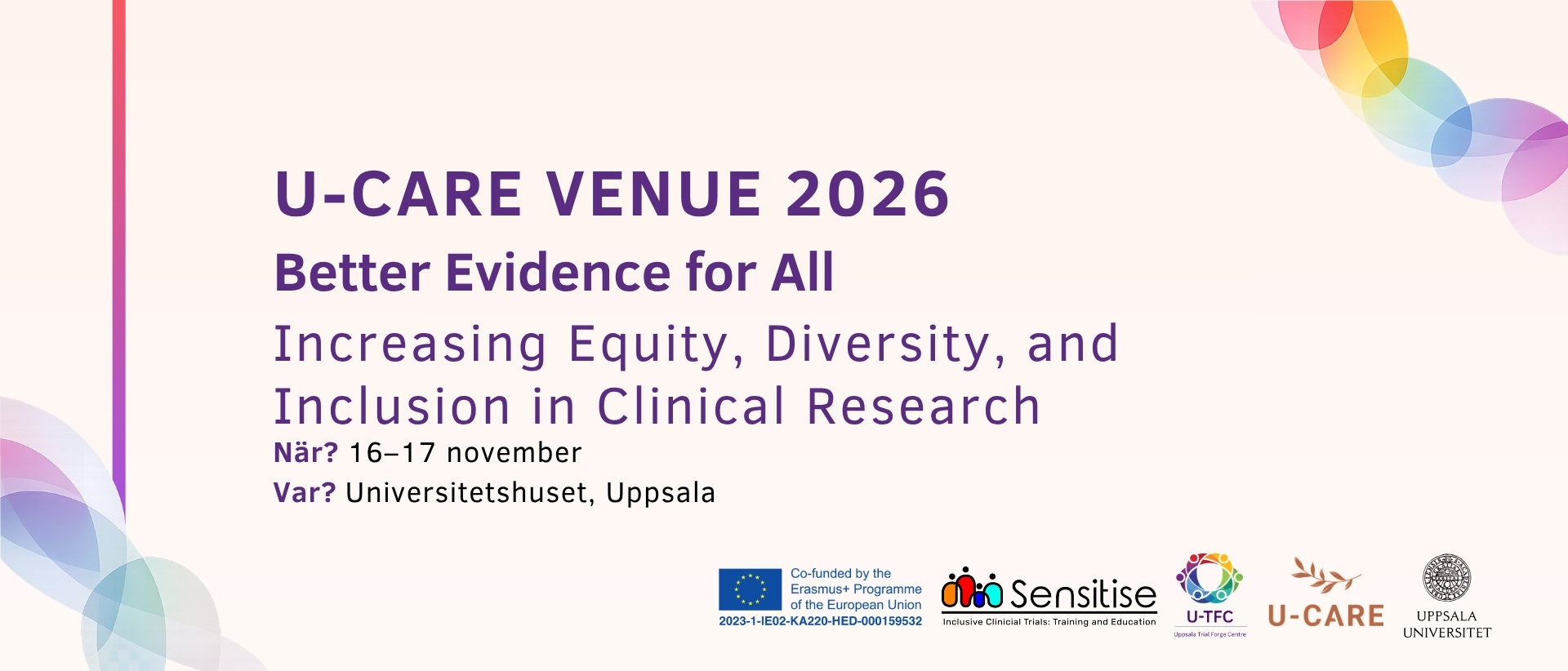 Poster för U-CARE Venue 2026 med tema, datum och plats