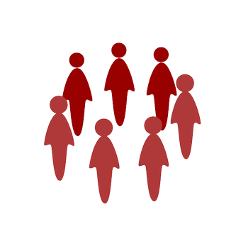 Grafisk bild av personer i rött som står i en cirkel