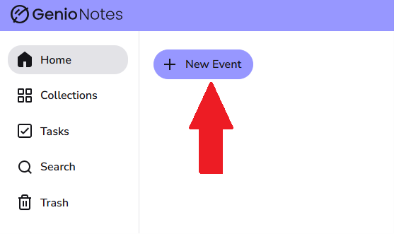 Knappen + New Event på startsidan