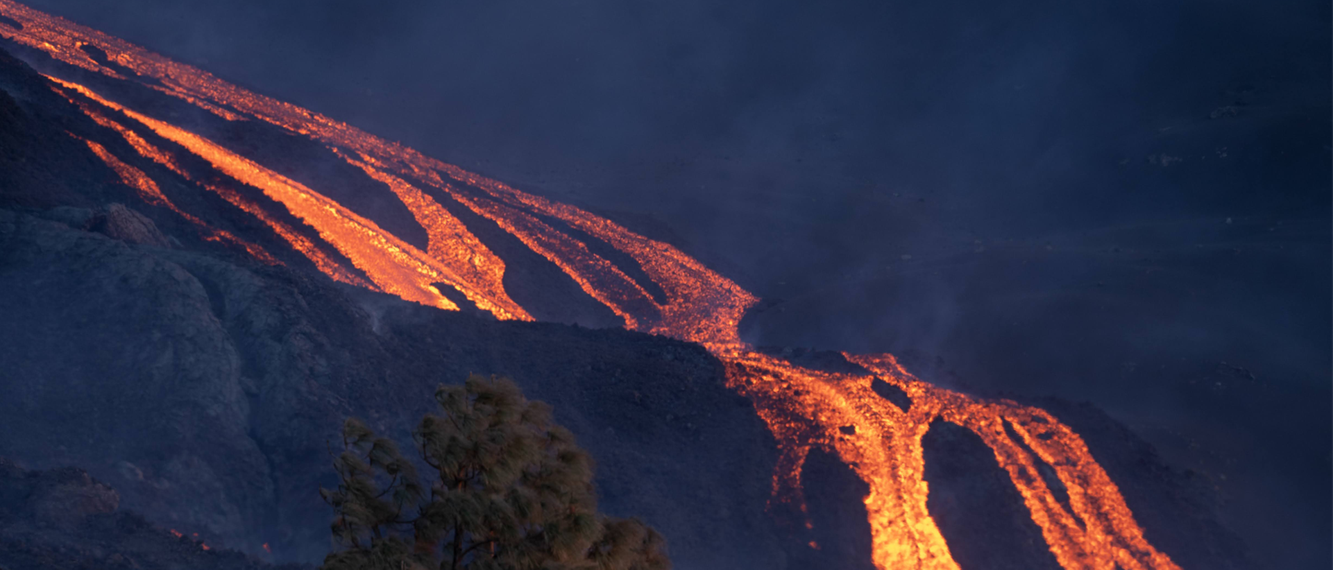 Lava floating on the side of a vulcano. 