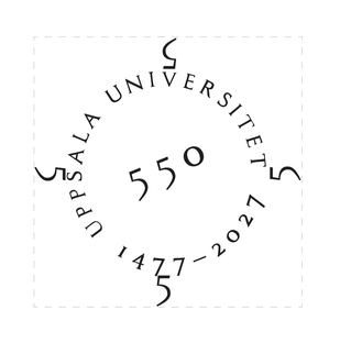 "Uppsala Universitet" och "1477-2027" i en cirkel med talet "550" i mitten.