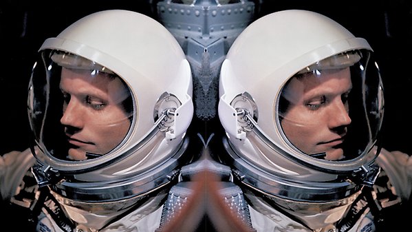“Neil A. Armstrong photographed through the window before lift-off.”