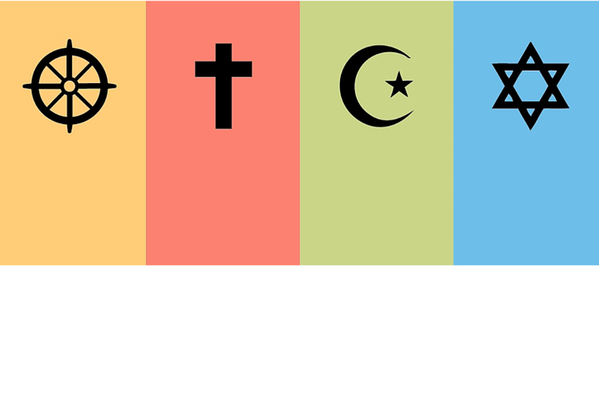 symboler för buddhism, kristendom, islam, judendom