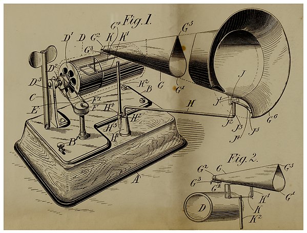 Teknisk skiss av en fonograf