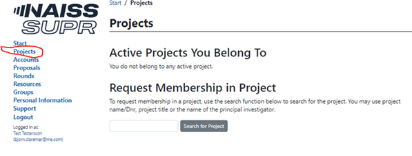 Requesting membership in project
