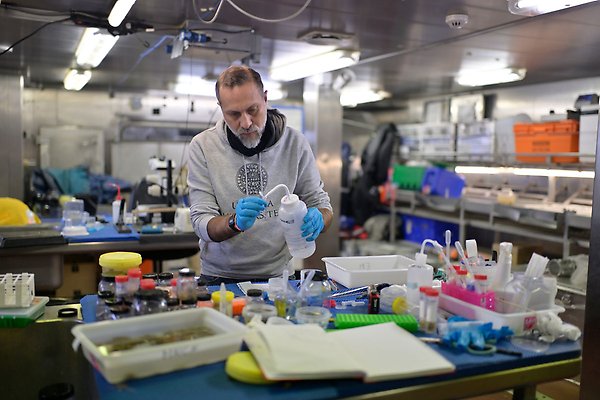 Paco in the lab on the boat.