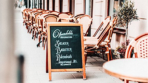 Sign outside café in Uppsala