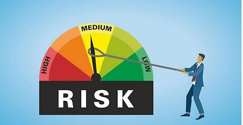 A scale showing different levels of risk with different colours