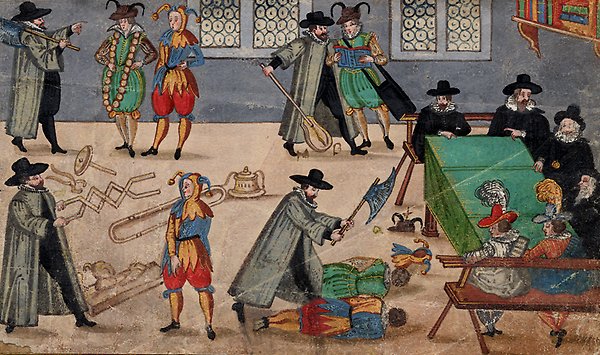Painting depicting students torturing new students during nollning long ago