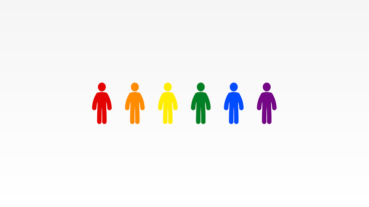 Bilden visar siluetter av människor i olika färger