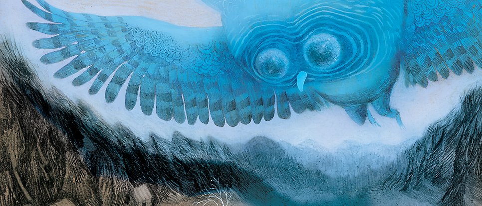 Illustration of a blue owl.