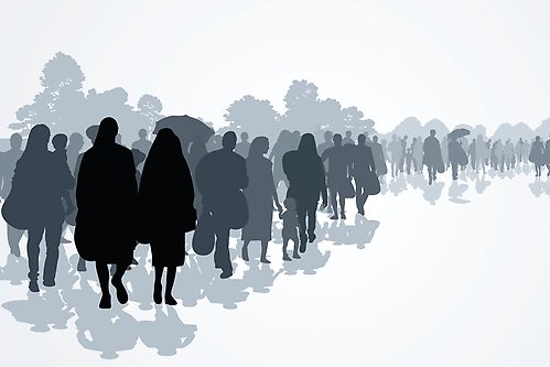 Illustration – silhuettes of people walking together.