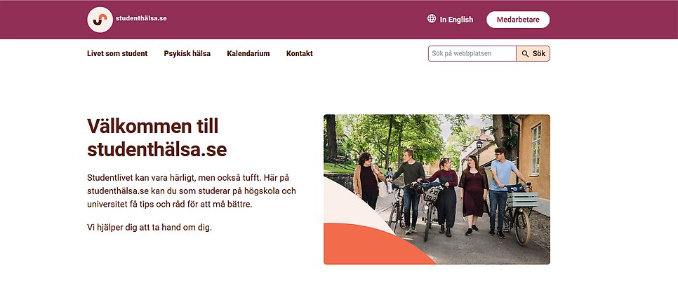  Screenshot of the studenthälsa.se website.