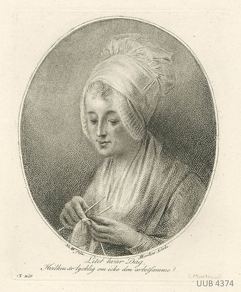 A knitting woman