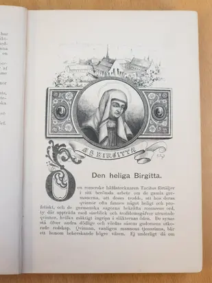 The first page of the chapter about Saint Birgitta in Ellen Fries' book Märkvärdiga qvinnor (Remarkable Women).