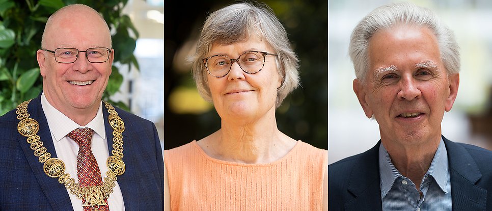 Fotomontage med porträttfoton på Anders Hagfeldt, Maria Ågren och Lars Wallentin.